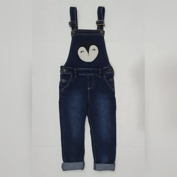 GAP Toddler Denim Overalls with Fleece Penguin Patch & Adjustable Straps 4yr - Picture 3 of 16